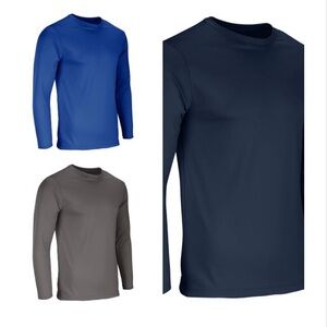 3-pack - Men's Long-Sleeve DRI GEAR Shirt - Navy Blue, Royal Blue, Gray